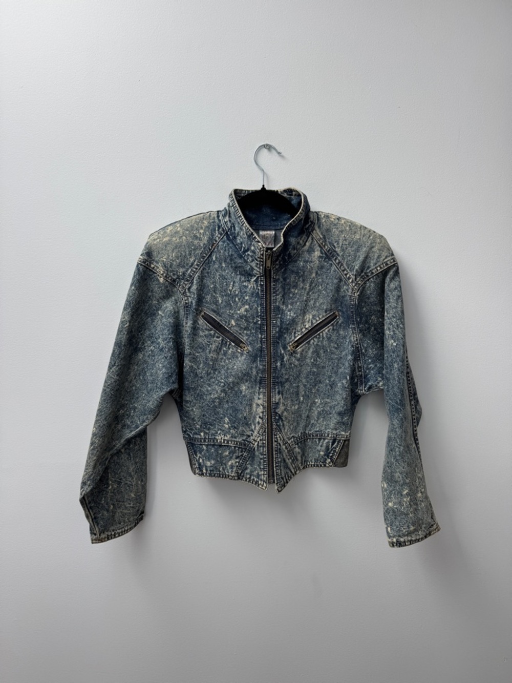 M&M'S Distressed Blue Acid-Wash Denim Jacket